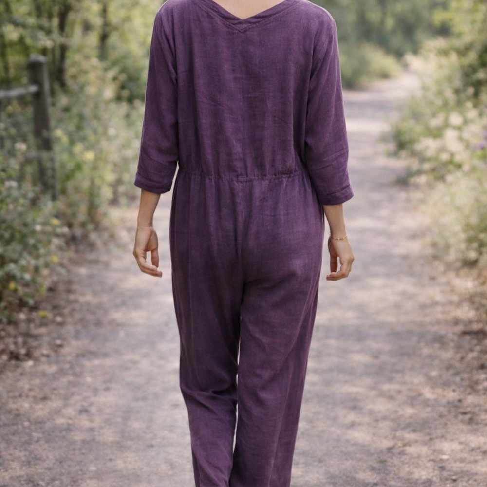 Rabbit Rabbit Rabbit Plum Purple Long-Sleeve Jumpsuit - Picture 2 of 2